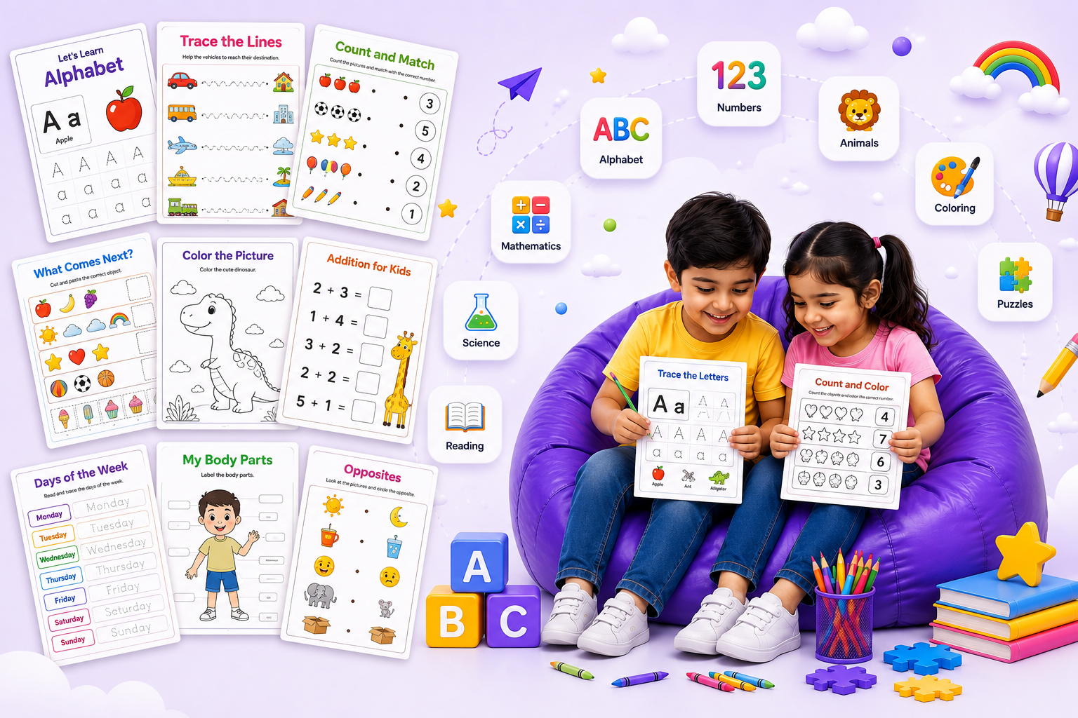 StudyKidoo Printable Worksheets for Kids