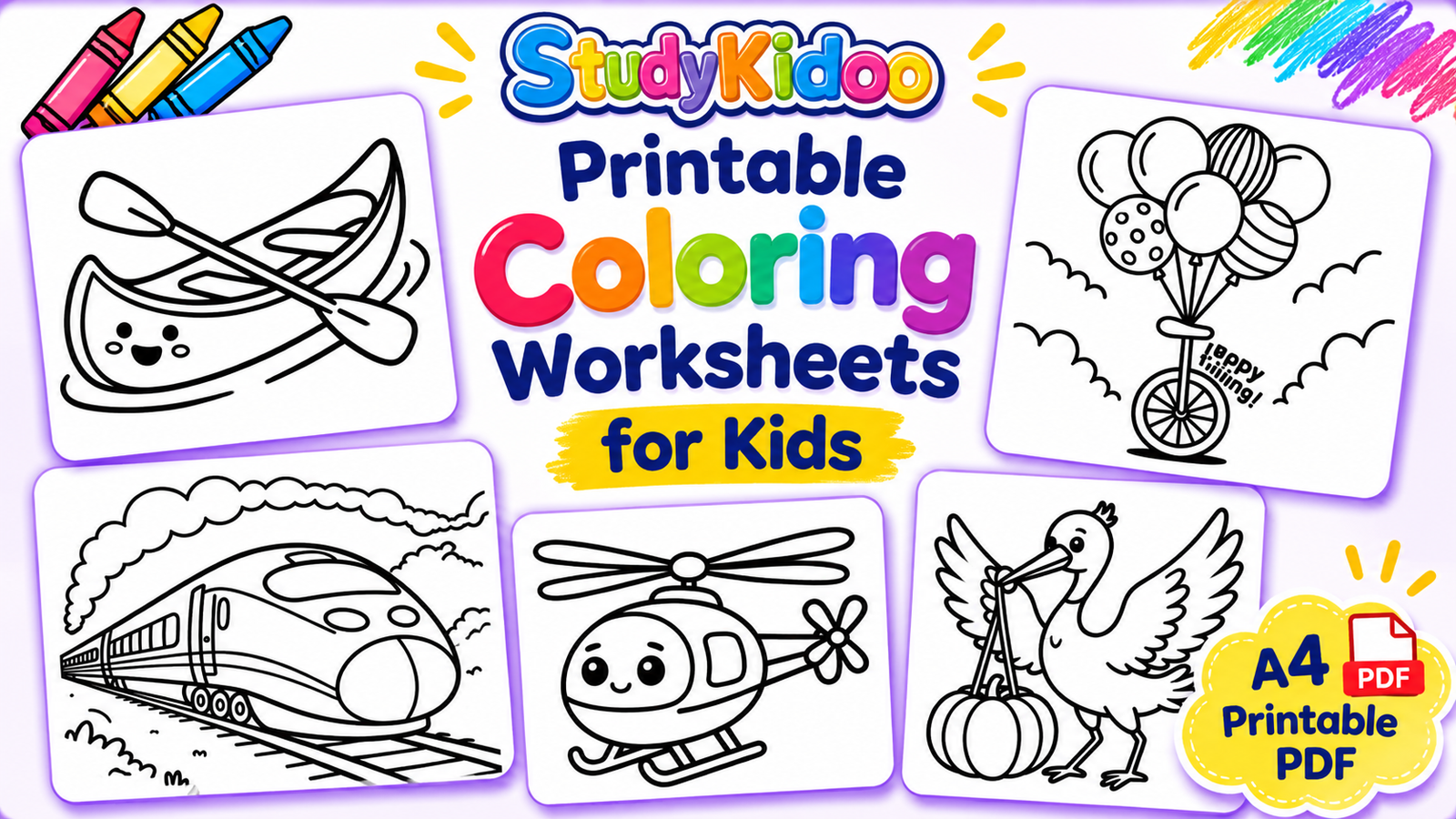 Printable Coloring Worksheets for Kids PDF – Transport vehicles | A4 ...