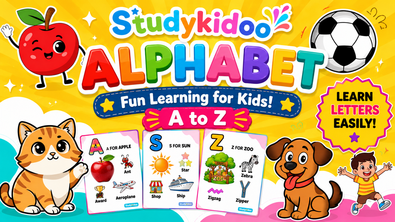 Nursery Alphabet Learning PDF Book | A to Z Printable Worksheets | StudyKidoo