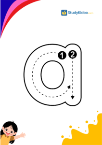 Tracing Letter A for kids with apple, Letter A worksheet for kids