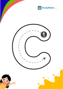 Tracing Letter C for kids with cat, letter c worksheet for kids