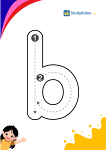 Tracing letter b for kids with ball, letter b worksheet for kids