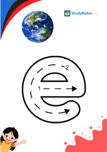 Letter E for kids with elephant,
letter e worksheet for kids